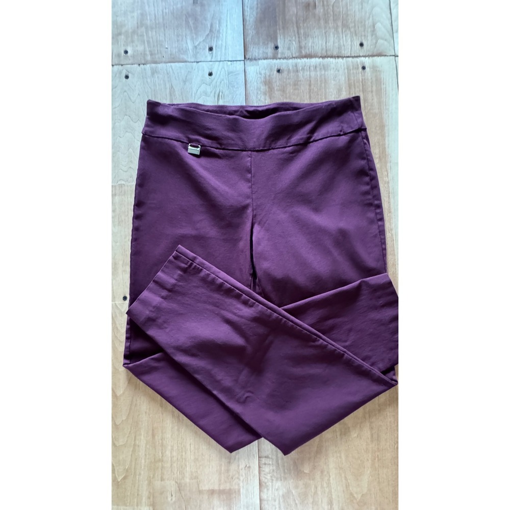 Alfani Womens Size 8 Burgundy Pull On Tummy Control Skinny Leg Dress Pants Plum